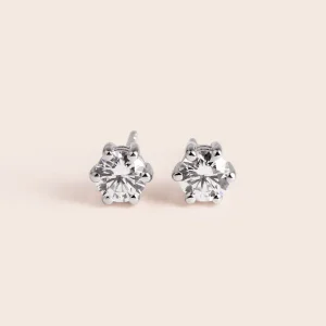 Sterling Silver Solitaire Stud Earrings