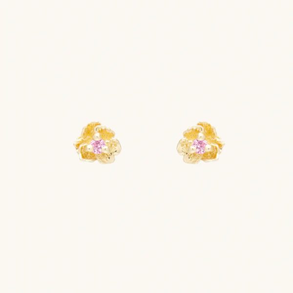 Pansy Pink Sapphire Stud Earrings