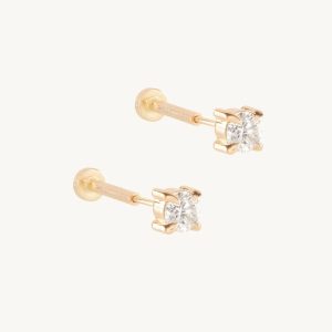 Flat Back Angel Hair Diamond Studs