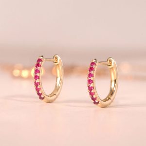 Ruby Glimmering Light Hoop Earrings