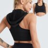 Black Hooded Sports Vest Running Quick-drying Yoga Vest Shockproof Bra - Image 2