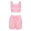 White High Waist Lace-up Fashion Casual Shorts Vest Fitness Sets - Image 4