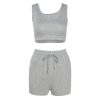 White High Waist Lace-up Fashion Casual Shorts Vest Fitness Sets - Image 5