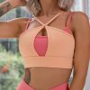 Blue Contrasting Color Stitching Fitness Clothing Suit Outdoor Running Yoga Five-piece Suit - Image 2