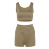 White High Waist Lace-up Fashion Casual Shorts Vest Fitness Sets - Image 7