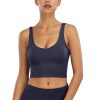 Deep Pink Slender Strap Training Bra U-Neck Moisture Wicking
